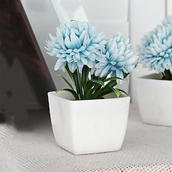 Blue Artificial Globe Thistle Plant in Small Potted Simulation Decor - Lifelike Faux Floral Arrangement Lightinthebox