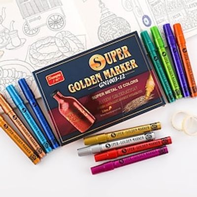 12pcs Guangna Metallic Paint Pens Acrylic Paint Markers For Scrapbook Supplies, Black Paper, Rock Painting, Ceramic, Glass, Wood, Fabric, Canvas, Mugs, Christmas Crafts Lightinthebox 12pcs Guangna Metallic Paint Pens Acrylic Paint Markers For Scrapbook Supplies, Black Paper, Rock Painting, Ceramic, Glass, Wood, Fabric, Canvas, Mugs, Christmas Crafts Lightinthebox