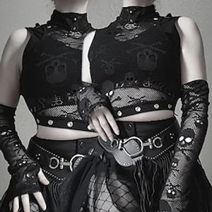 Goth Girl Retro Vintage Punk  Gothic Shiny Latex Patent T-shirt Crop Top Women's Costume Vintage Cosplay Party  Evening Vest Masquerade Lightinthebox