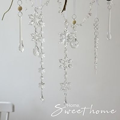 Christmas Decorations Christmas Snowflake Hanging Strings Transparent Acrylic Snowflake Flake Strings Christmas Tree Decoration Irregular Hanging Decorations Lightinthebox