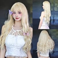 Synthetic Wig Uniforms Career Costumes Princess Hell Girl Guilty Crown MAGI Straight kinky Straight Middle Part Layered Haircut Machine Made Wig 24 inch Creamy-white Synthetic Hair Women's Cosplay Lightinthebox - thumbnail