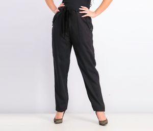 Womens Belted Tie Pants  Black