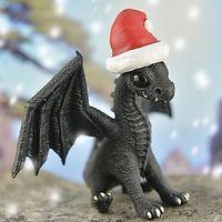 Christmas Resin Dragon Handmade Xmas Resin Dragon Sculpture Holiday Present, Winter Table Christmas Tree Christmas Decorations Indoor and Display on Mantel or Window Sill miniinthebox - thumbnail