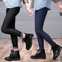 Kids Girls' Leggings Solid Color Daily Outdoor 7-13 Years Summer Black Royal Blue Lightinthebox - thumbnail