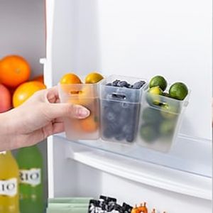 Kitchen Refrigerator Side Door Storage Box Household Buckle Design Transparent Finishing Box Kitchen Fruit Vegetable Seasoning miniinthebox