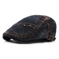 Mens Summer Denim Beret Caps Casual Fashion Visor Cowboy Hats Forward Hat Adjustable