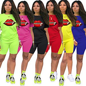 Women's 2 Piece Tracksuit Jogging Suit Street Casual 2pcs Summer Short Sleeve Spandex Breathable Soft Fitness Gym Workout Running Walking Jogging Sportswear FluorescenceGreen Black Yellow Red Blue Lightinthebox