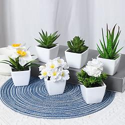 1 Set (6 Pieces) Artificial Plant Mini Potted Lightinthebox