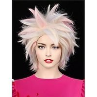 12 Inch Short Gold Blonde Mixed with Pink Blue Women's Heat Resistant Synthetic Straight Hair Wig with Shell for Halloween Daily Party Use Wigs Christmas Party Wigs Lightinthebox - thumbnail