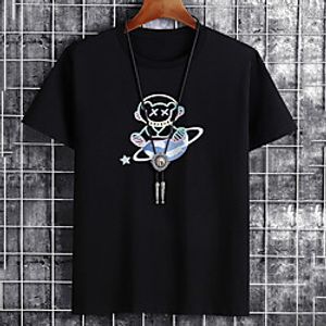Men's Unisex Tee T shirt Hot Stamping Graphic Prints Bear Letter Plus Size Print Short Sleeve Casual Tops Cotton Basic Fashion Designer Big and Tall White Black Khaki Lightinthebox