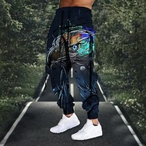 Men's Sweatpants Joggers Trousers Drawstring Elastic Waist 3D Print Animal Bird Graphic Prints Comfort Sports Outdoor Casual Daily Cotton Blend Streetwear Designer Blue Brown Micro-elastic Lightinthebox