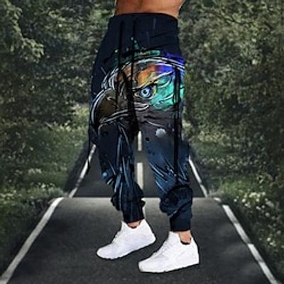 Men's Sweatpants Joggers Trousers Drawstring Elastic Waist 3D Print Animal Bird Graphic Prints Comfort Sports Outdoor Casual Daily Cotton Blend Streetwear Designer Blue Brown Micro-elastic Lightinthebox