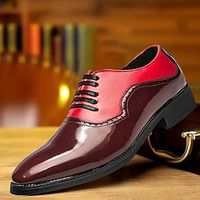 Men's Oxfords Retro Formal Shoes Dress Shoes Walking Vintage Daily PU Height Increasing Loafer Black Red Color Block Fall miniinthebox