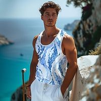 Carefree Interlude X Joshua Jo Men's Scales Water Ripples 3D Printed Vacation Sleeveless Vest Tank Lightinthebox