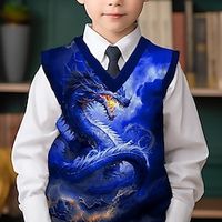 Boys 3D Dragon Sweater Vest Sleeveless 3D Print Fall Winter Sports Fashion Streetwear Polyester Kids 3-12 Years V Neck Outdoor Casual Daily Regular Fit Lightinthebox - thumbnail