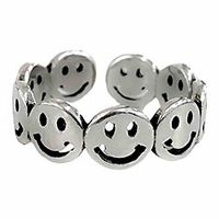statement rings silver smiling face bands ring stainless steel open rings smiley wide face adjustable bands for women and girl Lightinthebox - thumbnail