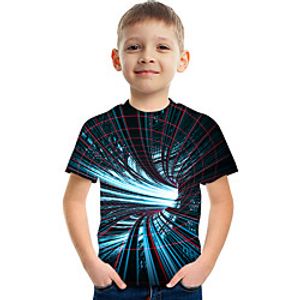 Kids Boys' T shirt Tee Short Sleeve Graphic Optical Illusion Color Block Rainbow Children Tops Summer Active Streetwear Sports 3-12 Years miniinthebox