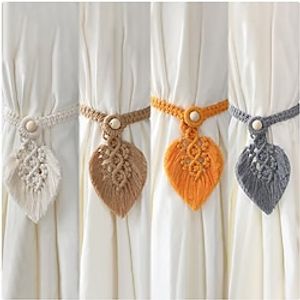 Boho Rope Curtain Bohemian Tie Backs with Tassel Cotton Rope Hand Woven Farmhouse Curtain Holdbacks Window Decor Hooks for Bedroom Living Room Dining Decoration miniinthebox