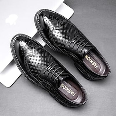 Men's Oxfords Derby Shoes Brogue Dress Shoes Wingtip Shoes Vintage Business British Gentleman Wedding Party  Evening Leather Breathable Lace-up Black Brown Lightinthebox