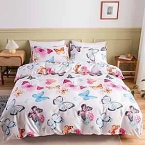 Butterfly Printed Duvet Cover Bedding Sets Comforter Cover with 1 Duvet Cover or Coverlet,1Sheet,2 Pillowcases for Double/Queen/King(1 Pillowcase for Twin/Single) miniinthebox