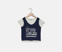 Kids Girls 2 Piece Top  White/Navy - thumbnail