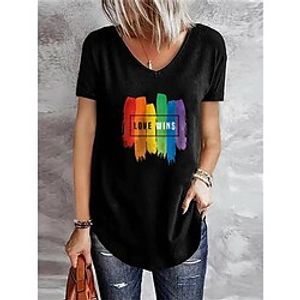 Women's T shirt Tee Letter Home Casual Daily T shirt Tee Short Sleeve Print V Neck Basic Essential Loose Green Black Blue S miniinthebox