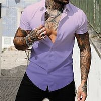 Men's Shirt Gradient Graphic Prints Turndown Street Casual Button-Down Print Short Sleeve Tops Business Casual Fashion Breathable Blue Purple Royal Blue  Summer Lightinthebox - thumbnail