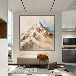 Abstract Snow Mountain oil painting handmade Landscape Oil Painting On Canvas Modern white mountain painting For Living room decoration Mountain Plated snowy white painting Wall Art Painting Lightinthebox