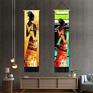 African Woman Woven Wall Tapestry Silhouette Livingroom Dining Room Decoration Background Tapestry Hanging Painting Bedroom Bedside Decoration 32.5x130cm(13x52inch) Lightinthebox