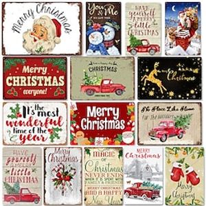 Christmas Metal Wall Art Metal Wall Decor Sign Plaque Bedroom Ornaments For Home Wedding Indoor Outdoor Christmas Gifts miniinthebox