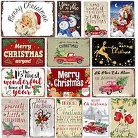 Christmas Metal Wall Art Metal Wall Decor Sign Plaque Bedroom Ornaments For Home Wedding Indoor Outdoor Christmas Gifts miniinthebox - thumbnail