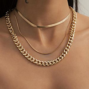 Choker Necklace Chain Necklace Torque Women's Artistic Simple Fashion Vintage Trendy Gold Silver 40,45,47 cm Necklace Jewelry 3pcs for Street Daily Holiday Club Festival Geometric Rectangle Lightinthebox
