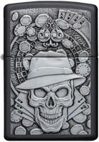 Zippo 49183 218 Gambling Skull Black Matte Windproof Lighter