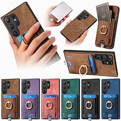 Phone Case For Samsung Galaxy S24 S23 S22 S21 Ultra Plus A54 A34 A14 A73 / A53 / A33 / A23 / A13 / A03 Back Cover Magnetic Adsorption Ring Holder Magnetic Card Slot Retro TPU PC PU Leather miniinthebox Phone Case For Samsung Galaxy S24 S23 S22 S21 Ultra Plus A54 A34 A14 A73 / A53 / A33 / A23 / A13 / A03 Back Cover Magnetic Adsorption Ring Holder Magnetic Card Slot Retro TPU PC PU Leather miniinthebox