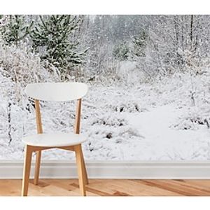 Natural scenery forest snow scenery background wall wallpaper mural living room bedroom hotel restaurant store home wall decoration waterproof material mural miniinthebox