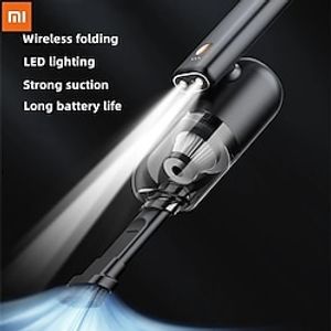 Wireless Car Vacuum Cleaner Strong Suction 180 Degree Folding Portable Mini Hand Vacuum LED Light miniinthebox