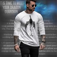 Dragon Guardian x LU | Men's Golden Dragon Mythical Creature Dark Style Streetwear Cotton T Shirt Long Sleeves Lightinthebox Dragon Guardian x LU | Men's Golden Dragon Mythical Creature Dark Style Streetwear Cotton T Shirt Long Sleeves Lightinthebox