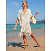 Knitted Hollow Whisker Blouse Vacation Casual Beach Bikini Blouse 3 Colors 3063 miniinthebox - thumbnail