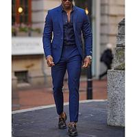 Royal Blue Dark Green Khaki Men's Wedding Suits Solid Colored 2 Piece Business Formal WorkWear Tailored Fit Single Breasted Two-buttons 2024 Lightinthebox