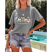 Women's T shirt Tee Letter Weekend Easter White Pink Orange Print Short Sleeve Fashion Round Neck Regular Fit Summer Lightinthebox