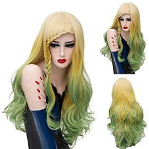 Cosplay Costume Wig Cosplay Wig Lolita Parrot Yellow  Green Curly Asymmetrical Braid Wig Very Long Yellow Synthetic Hair 28 inch Women's Anime Cosplay Women Yellow miniinthebox