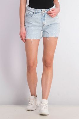Womens High Rise Denim Short Wash Blue Womens High Rise Denim Short Wash Blue