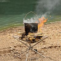 large camping stove, picnic supplies, outdoor fire table, folding barbecue grill, heating stove, fire rack, firewood miniinthebox - thumbnail