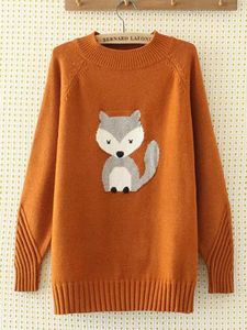 Casual Embroidery Cartoon O-neck Sweater