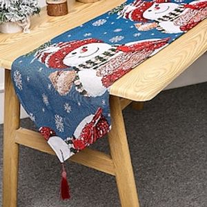 Blue Christmas Table Runner, Seasonal Winter Christmas Xmas Holiday Farmhouse Style Table Decoration miniinthebox