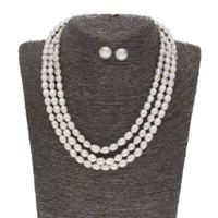 Sri Jagdamba Pearls Bahgvanti 3 Lines oval Pearl Set - JPJUN-20-225