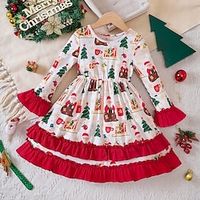 Toddler Girls' Dress Graphic Anime Long Sleeve School Outdoor Active Adorable Daily Polyester Midi Casual Dress Spring Fall Winter 3-7 Years Red Lightinthebox - thumbnail