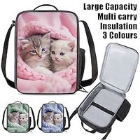 Women's Kid's Crossbody Bag Lunch Bag Diaper Bag Tote Polyester Outdoor Daily Holiday Zipper Print Insulated Large Capacity Lightweight Cat 3D Pink Blue Green Lightinthebox - thumbnail