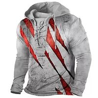 Men's Pullover Hoodie Sweatshirt Pullover Gray Hooded Color Block Graphic Prints Lace up Print Casual Daily Sports 3D Print Basic Streetwear Designer Spring   Fall Clothing Apparel Hoodies Lightinthebox - thumbnail