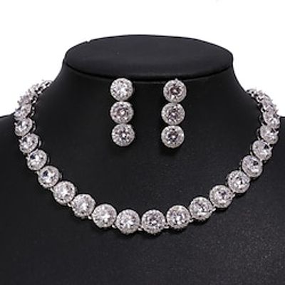 Jewelry Set 1 set Cubic Zirconia Copper 1 Necklace Earrings Women's Elegant Simple Luxury Princess Jewelry Set For Wedding Anniversary Party Evening Lightinthebox
